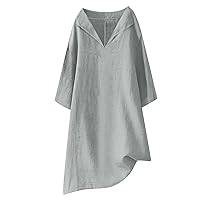 Summer 3/4 Sleeve Shirt Dresses Women V Neck Dressy Knee Length Dresses 2024 Solid Color Elegant Casual Tunic Dress