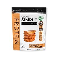 Clean Simple Eats Chocolate Peanut Butter Whey Protein Powder, Natural Sweetened and Cold-Pressed Whey Protein Powder, 20 Grams of Protein, 30 Servings