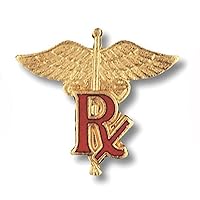 Prestige Medical Emblem Pin, Pharmacist (RX on Caduceus)