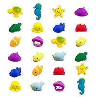 24 PCS Sea Animals Kawaii Squishies Mochi Squishy Toy Stress Relief Toys Pack for Kids Boys Girls Party Favors Birthday Gifts