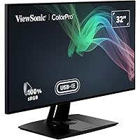 VP3268a-4K 32 Inch Premium IPS 4K Monitor with Advanced Ergonomics, ColorPro 100% sRGB Rec 709, 14-bit 3D LUT, Eye Care, HDR10 Support, HDMI, USB C, DisplayPort for Professional Home Office