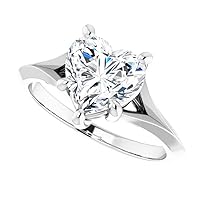 Moissanite Engagement Ring, 2 CT Heart, Colorless VVS1, 925 Sterling Silver with 18K Gold