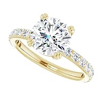 10K Solid Yellow Gold Handmade Engagement Ring 3.0 CT Round Cut Moissanite Diamond Solitaire Weddings/Bridal Ring Set for Women/Her Propose Ring