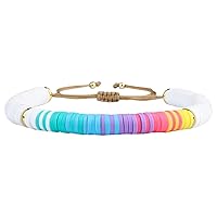 KELITCH Bracelet Women Fashion Jewelry Set Rubber HEISHI Beads Reef Knot Bright Rainbow Candy Color OOTD Party Jewelry