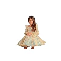 Toddler Girls' Party Dress Sequin Short Sleeve Performance Mesh Cute Princess Polyester