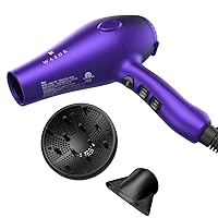 Purple Professional Light Weight Hair Dryer 1875W Tourmaline Ceramic Negative Ionic Blow Dryer with Diffuser & Concentrator & Comb