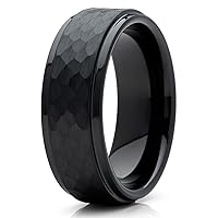 Black Tungsten Wedding Band 8mm Black Tungsten Ring Hammered Tungsten Ring Men & Women Brushed Tungsten Ring 8mm Tungsten Ring Comfort Fit