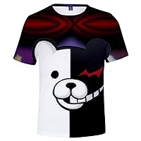 Anime Monokuma 3D Printed T-Shirt Black White Bear Short Sleeve Shirts Men Women Pullover Tee Tops