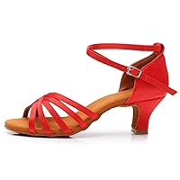 Rosefinch Women's Latin Dance Shoes Satin Professional Ballroom Salsa Practice Performance Wedding Dancing Shoes，Dance High Heels for Women A01G（2/2.75 inch Heel）