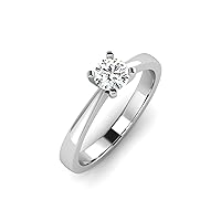 REAL-GEMS Unique Womens Ring Lab Created G VS1 Diamond Round Cut Solitaire 0.5 Carat 14k White Gold Sizable