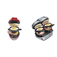 Hamilton Beach Breakfast Sandwich Makers with Egg Cooker Rings, Customize Ingredients, Perfect for English Muffins, Croissants, Mini Waffles (25476 and 25490A)