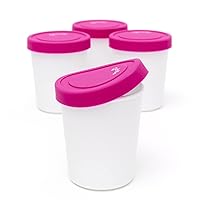 Premium Mini Tub Ice Cream Storage Containers, 6 oz.each-Set of 4, Freezer, Pantry Storage. Silicone Lid, Reusable. Snack Containers, BPA free, Stickers to Label INCLUDED!