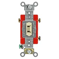 Leviton 1223-2IL 20-Amp, 120/277-Volt, Toggle Locking 3-Way AC Quiet Switch, Extra Heavy Duty Grade, Self Grounding, Back and Side Wired, Ivory, Image