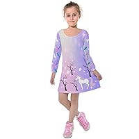 PattyCandy Girls Comfy Velvet Dress Unicorn Princess Adorable Party Theme Autumn Dress for 2-13 Years Old
