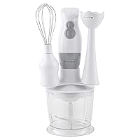 Brentwood Appliances HB38W 2-Speed Hand Blender and Food Processor with Balloon Whisk (White), One Size