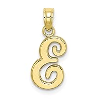 10k Gold E Script Letter Name Personalized Monogram Initial High Polish Charm Pendant Necklace Measures 17.3x7.55mm Wide Jewelry Gifts for Women