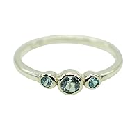 925 Sterling Silver Gorgeous Jewelry With Round Blue Topaz Gemstone Beautiful Ring
