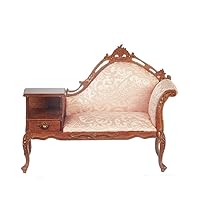 Melody Jane Dollhouse Walnut & Apricot Telephone Sofa JBM Miniature Hall Furniture