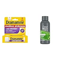 Dramamine Motion Sickness 8 Count and Dove Men's 3oz Extra Fresh Body Wash Bundle