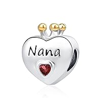 Sister Nana Daddy's Little Girl Sister Charm Heart Crown Crystal Bead for Pandora Bracelet