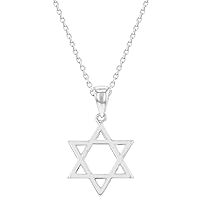 In Season Jewelry Rhodium Plated Plain Small Star of David Necklace Jewish Pendant for Little Girls 16