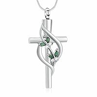 Cremation Jewelry for Ashes - Cross Urn Necklace for Women Men Double Cross Religious Memorial Urn Locket for Loved One Ashes Funeral Keepsake Pendant