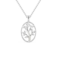 VVS Cross Tree Design 18K White/Yellow/Rose Gold Pendant with 0.06 Ct Round Natural Diamond & 18k Gold Chain Necklace for Women | Elegant Pendant Necklace for Wife, Daughter, Grand Mother (IJ, I1-I2)