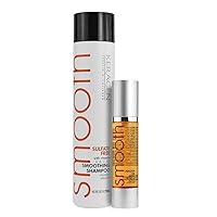 Hair Combo: Smoothing Shampoo (Sulfate-Free) (10 Oz) with Keratin, Collagen - Moisturizes, Strengthens, Protects Color + Moroccan Argan Oil (1.7 Oz) - Anti-Frizz Serum, Moisturizer, Brilliant