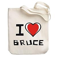 I love Bruce Bicolor Heart Canvas Tote Bag 10.5