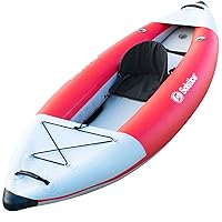SOLSTICE Flare 1 Person Inflatable Fishing Kayak Boat For Adults & Kids 9'6'' X 35'' | Incl. Adjustible Bucket Seat, Bungee Storage, Skeg, Pump & Bag | Heavy Duty Dropstitch & PVC Material