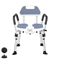 Shower Chair with Arms and Back400lbs, Heavy Duty Shower Chair 6-Level Adjustable, Upgraded U-Shaped Non-Slip Shower Chairs for Seniors,Handicap,Disabled,Elderly & Pregnant, Cutout for Easy Cleaning