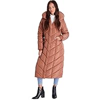 Steve Madden Women's Long Chevron Maxi Puffer Coat