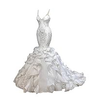V-Neck Sequin Mermaid Organza Prom Evening Dresses Pageant Formal Ball Gown Shower Party Dress Long Sleeves
