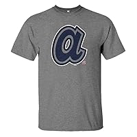 47 MLB Mens Distressed Imprint Match Team color Primary Logo Word Mark T- Shirt (Atlanta Braves