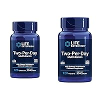 Two-Per-Day Multivitamin 120 Capsules & 120 Tablets - Vitamins B, C, D, Zinc & Over 25 Vitamins, Minerals & Extracts