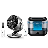 Dreo Smart Table Fans for Bedroom, 120°+90° Oscillating Fans with Remote/Voice/Wifi/Alexa Control & 4L Smart Humidifiers for Bedroom, Quiet Supersized Cool Mist Ultrasonic Humidifier