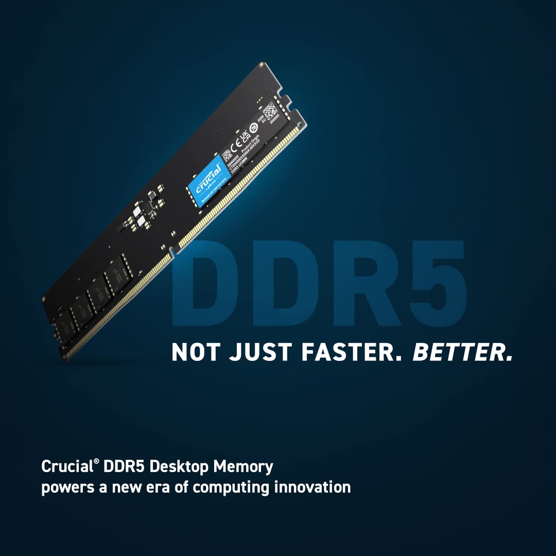 Crucial RAM 8GB DDR5 5600MT/s (or 5200MT/s or 4800MT/s) Desktop Memory CT8G56C46U5