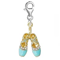 Ballerina Ballet Shoes Clip on Pendant for European Charm Jewelry with Lobster Clasp