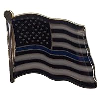 Wholesale Pack of 24 USA Thin Blue Line Police Memorial Waving Motorcycle Bike Hat Cap Lapel Pin