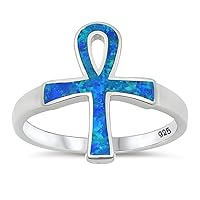 CHOOSE YOUR COLOR Sterling Silver Ankh Ring