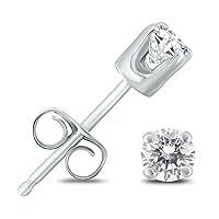 1/3 Carat TW Round Solitaire Diamond Stud Earrings in .925 Sterling Silver