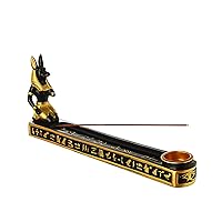 OwMell Egyptian Jackal God Anubis Incense Holder for Sticks, Egyptian Cone Incense Burner with Ash Catcher, Incense Tray for Sticks, 10 Inch