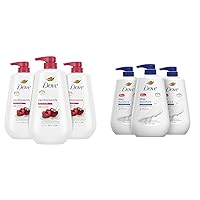 Body Wash with Pump,Revitalizante Cherry & Chia Milk, 3 Count & Body Wash with Pump Deep Moisture For Dry Skin Moisturizing Skin Cleanser with 24hr Renewing Mi