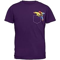 Faux Pocket Halloween Horror Jack-in-The-Box Purple Adult T-Shirt - X-Large