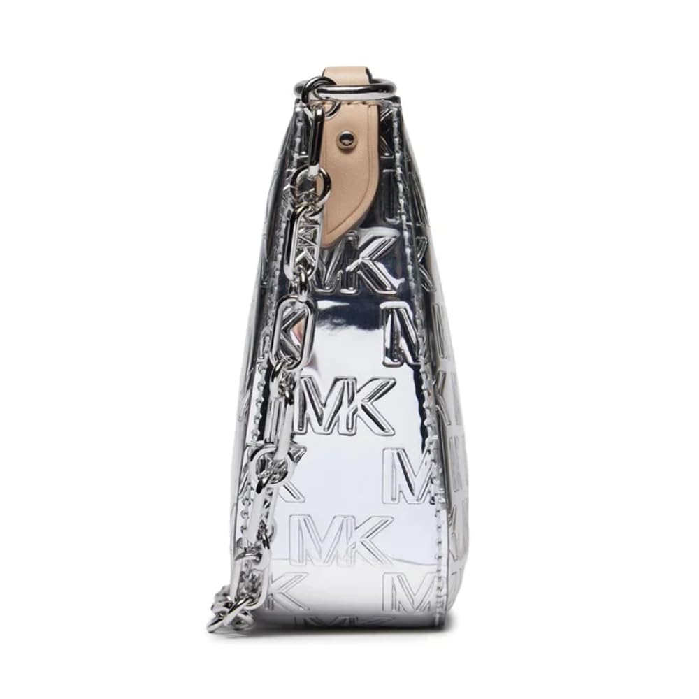 Michael Kors Empire Medium Chain Pouchette Silver One Size