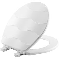 MAYFAIR 33SLOW 000 Sculptured Basket Weave Toilet Seat will Slow Close and Never Loosen, ROUND, Durable Enameled Wood, White