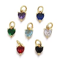 DanLingJewelry 20pcs 18K Gold Plated Cubic Zirconia Heart Charms Micro Pave CZ Charms for DIY Necklaces Bracelets Jewelry Making