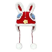 Rabbit Earflap Hat Women Winter Cover Ears Hat Chinese New Year Hat Red Rabbit Ear Hat Cute Bunny Ears Warm Hat