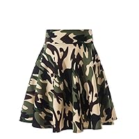 Camouflage Mini Skirts for Women Stretch high Waist Flared Skater Skirt Teen Girls Plus Size Y2K Pleated Skirts S-4X