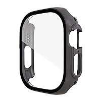 HEPUP Glass PC Case for Apple Watch Ultra 49mm Series 8 SE 2022 Protective Frame Bumper Watch Cover for iWatch 8 41mm 45mm 40 44mm Case (Color : Grey, Size : Iwatch 8 41mm)